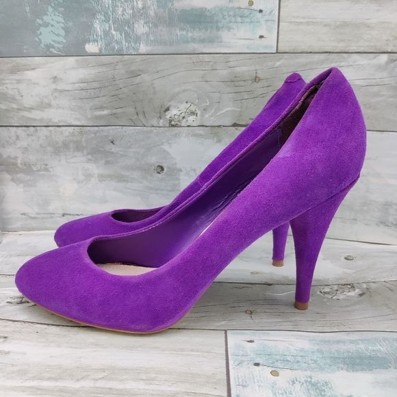 Steve Madden Shoes - Steve Madden "Unityy" Purple Suede Leather Heels Size 8.5 #313